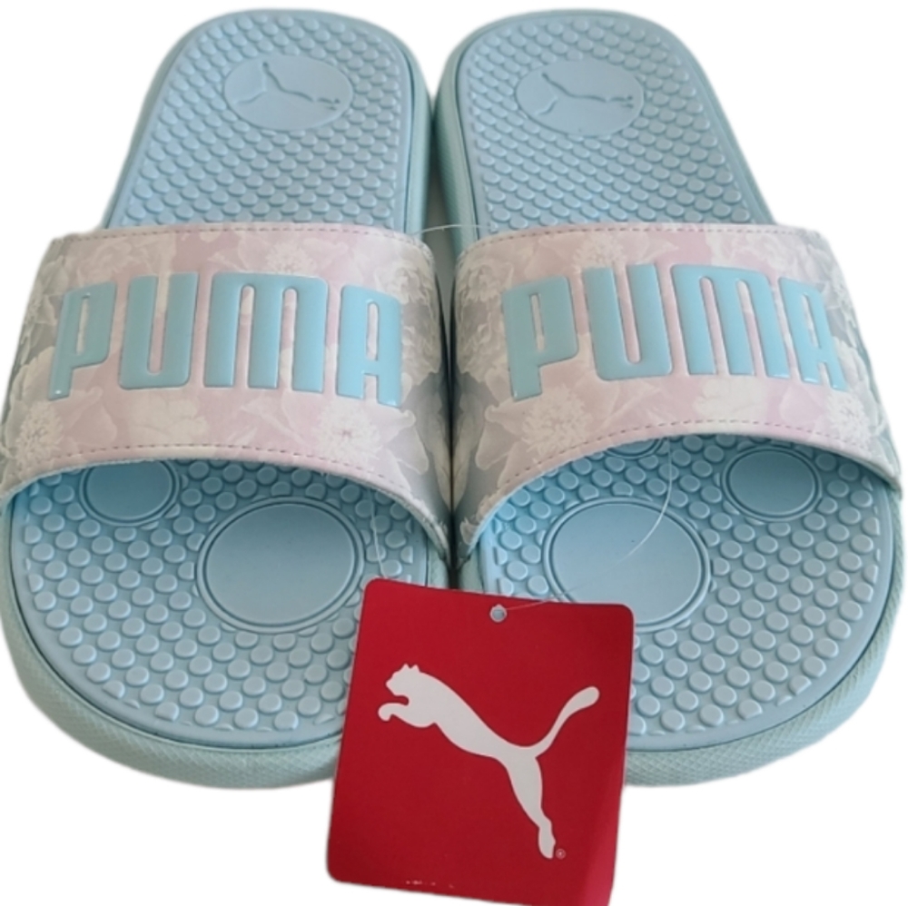 Puma Women's Sandals Slides Cool Cat Floral Size 10 Aqua